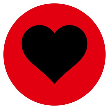 Aşk kalp düz yuvarlak vektör simgesi