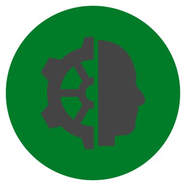 Cyborg vites düz yuvarlak vektör simgesi