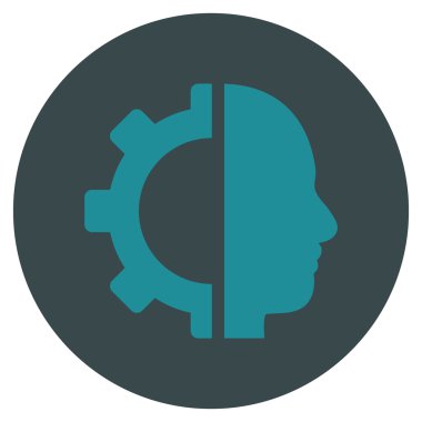 Cyborg vites düz yuvarlak vektör simgesi