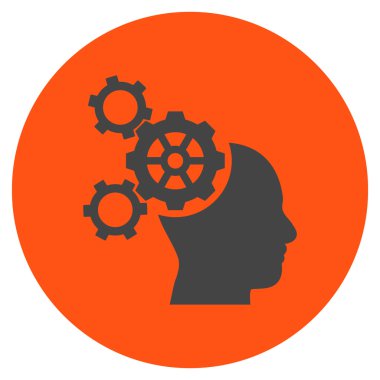 Beyin mekanik düz yuvarlak vektör simgesi