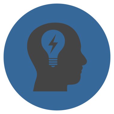 Kafası ampul düz yuvarlak vektör simgesi