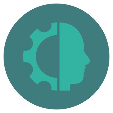 Cyborg vites düz yuvarlak vektör simgesi