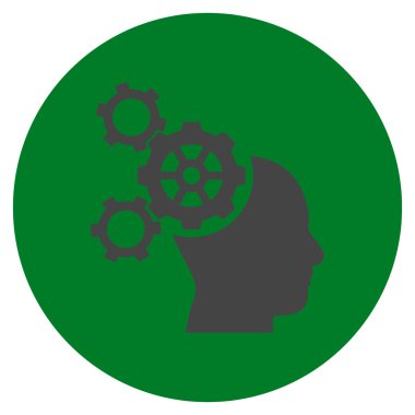 Beyin mekanik düz yuvarlak vektör simgesi