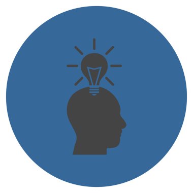 Dahi ampul düz yuvarlak vektör simgesi