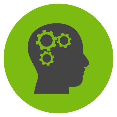 Beyin vites düz yuvarlak vektör simgesi