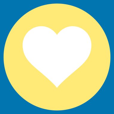 Aşk kalp düz yuvarlak vektör simgesi