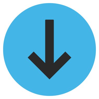 Düz yuvarlak vektör simgesi aşağı ok