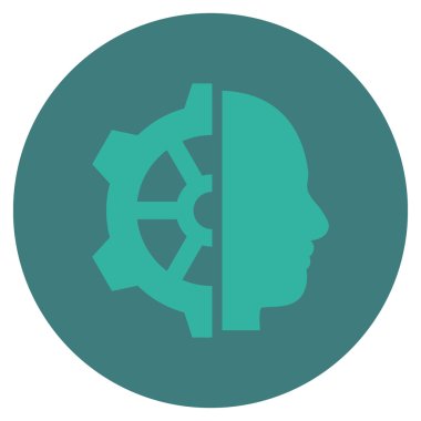 Cyborg vites düz yuvarlak vektör simgesi