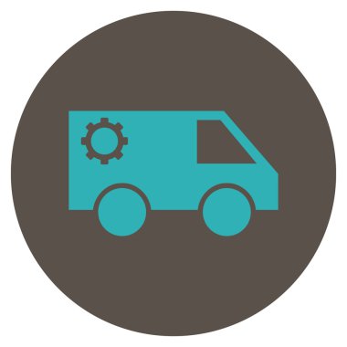 Hizmet araba düz yuvarlak vektör simgesi