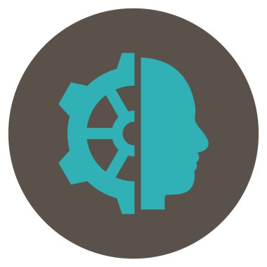 Cyborg vites düz yuvarlak vektör simgesi