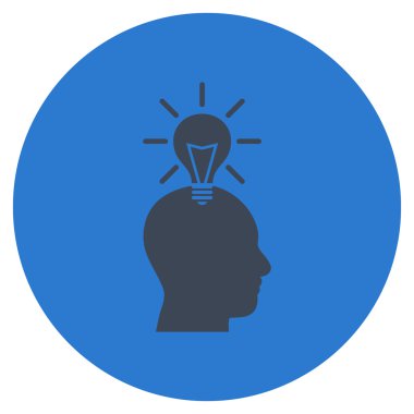 Dahi ampul düz yuvarlak vektör simgesi