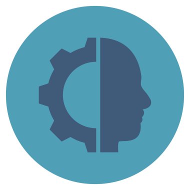 Cyborg vites düz yuvarlak vektör simgesi