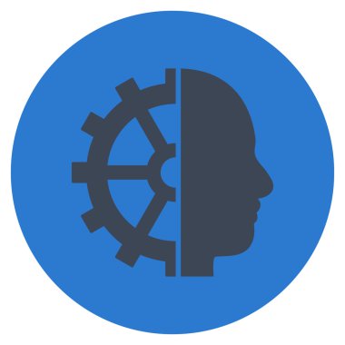 Cyborg vites düz yuvarlak vektör simgesi