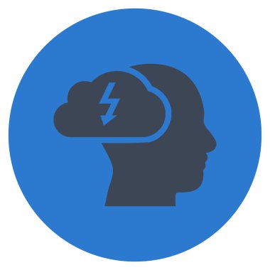 Düz yuvarlak vektör simge beyin fırtınası