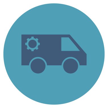 Hizmet araba düz yuvarlak vektör simgesi