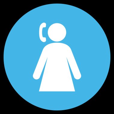 Arama kadın düz yuvarlak vektör simgesi