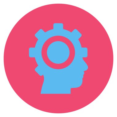 Cyborg vites düz yuvarlak vektör simgesi