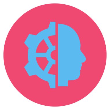 Cyborg vites düz yuvarlak vektör simgesi