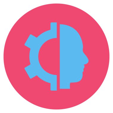 Cyborg vites düz yuvarlak vektör simgesi