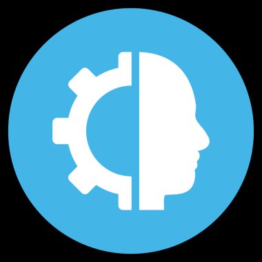 Cyborg vites düz yuvarlak vektör simgesi