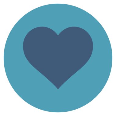 Aşk kalp düz yuvarlak vektör simgesi