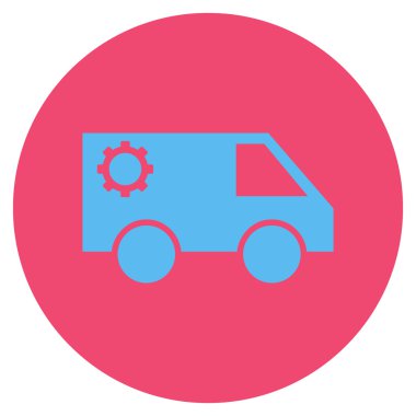 Hizmet araba düz yuvarlak vektör simgesi