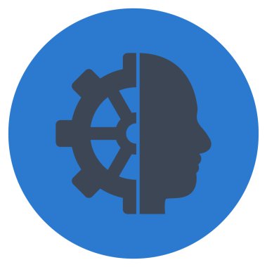 Cyborg vites düz yuvarlak vektör simgesi