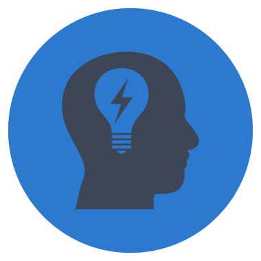 Kafası ampul düz yuvarlak vektör simgesi