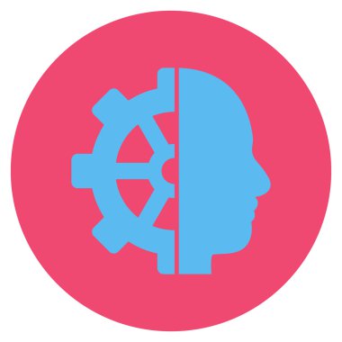 Cyborg vites düz yuvarlak vektör simgesi