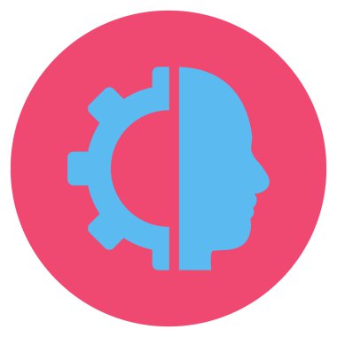 Cyborg vites düz yuvarlak vektör simgesi