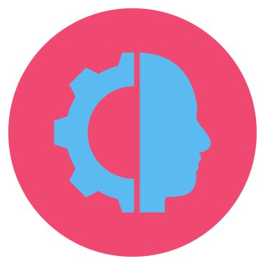 Cyborg vites düz yuvarlak vektör simgesi