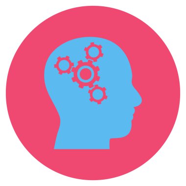 Beyin mekanik düz yuvarlak vektör simgesi