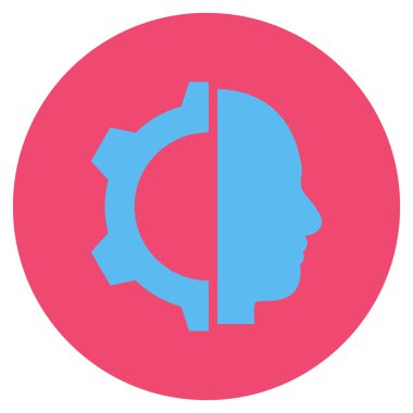 Cyborg vites düz yuvarlak vektör simgesi