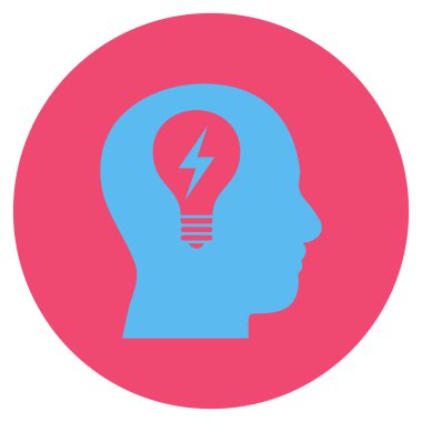 Kafası ampul düz yuvarlak vektör simgesi