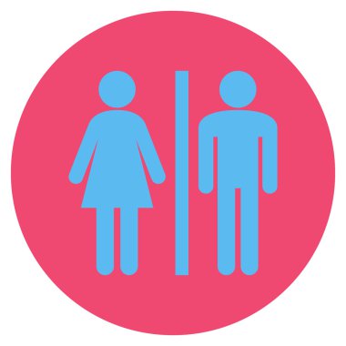 WC kişi düz yuvarlak vektör simgesi