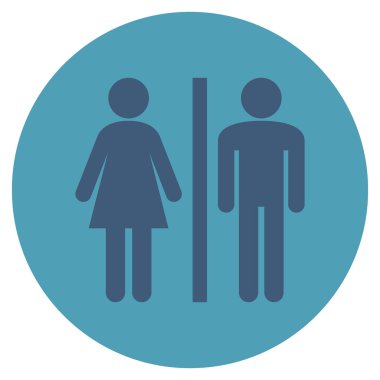 WC kişi düz yuvarlak vektör simgesi