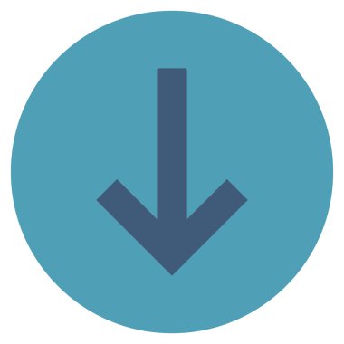 Düz yuvarlak vektör simgesi aşağı ok