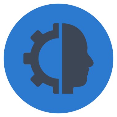 Cyborg vites düz yuvarlak vektör simgesi