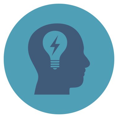 Kafası ampul düz yuvarlak vektör simgesi