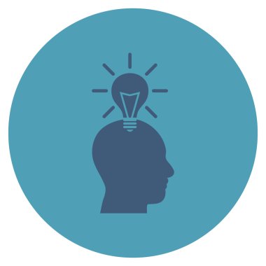 Dahi ampul düz yuvarlak vektör simgesi