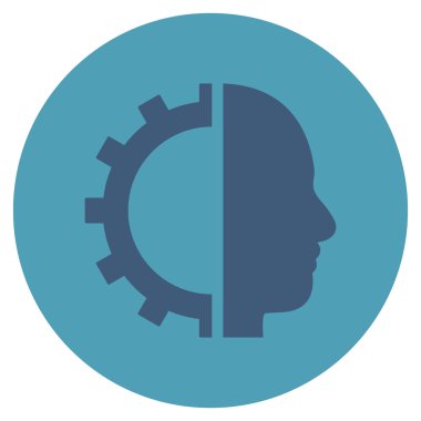 Cyborg vites düz yuvarlak vektör simgesi