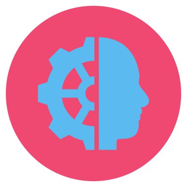 Cyborg vites düz yuvarlak vektör simgesi