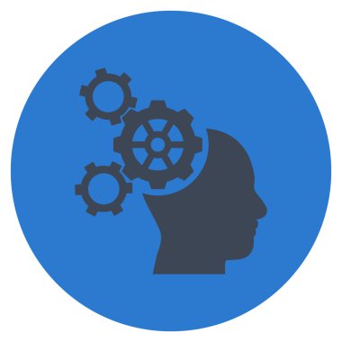 Beyin mekanik düz yuvarlak vektör simgesi