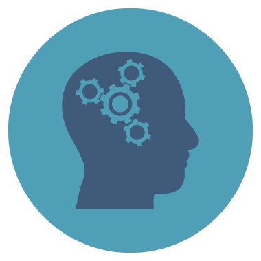 Beyin mekanik düz yuvarlak vektör simgesi