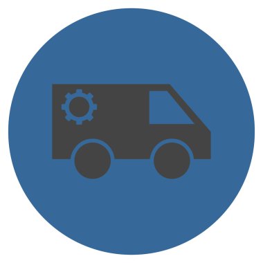 Hizmet araba düz yuvarlak vektör simgesi