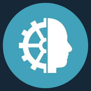 Cyborg vites düz yuvarlak vektör simgesi