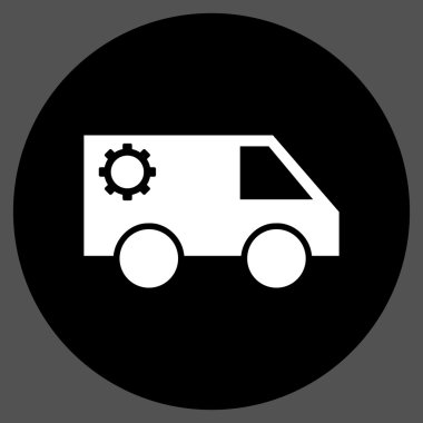 Hizmet araba düz yuvarlak vektör simgesi