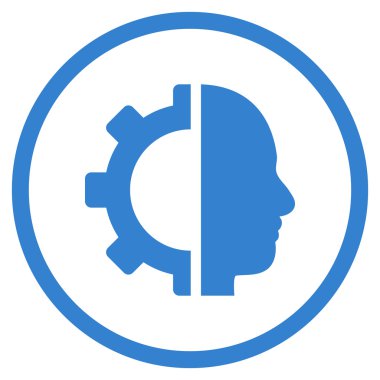 Cyborg vites düz vektör yuvarlak simge