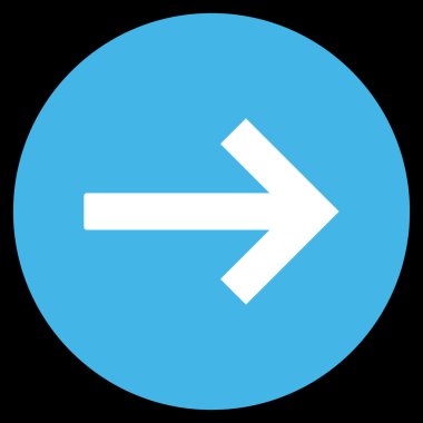 Düz yuvarlak vektör simgesi sağ ok