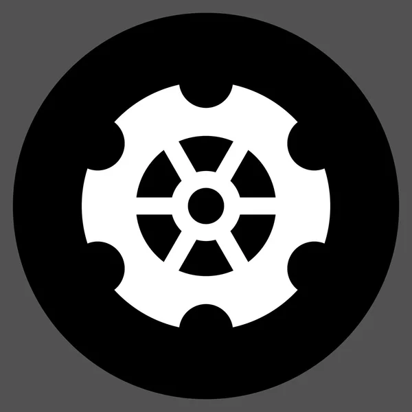 Gear Flat Round Vector Icon — Stock Vector